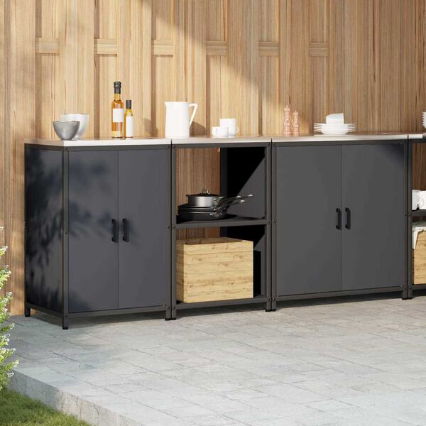 vidaXL Aufbewahrungsset f&uuml;r die K&uuml;che mit Regal 3 pcs Anthrazit