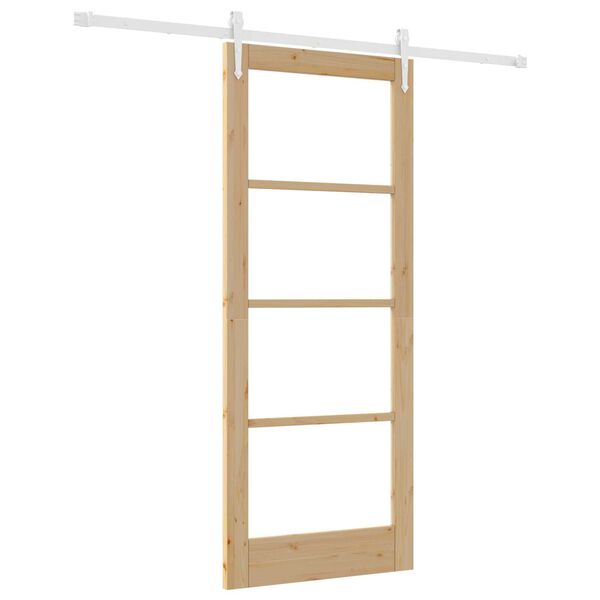 vidaXL Schiebet&uuml;r Natur 83 x 202 cm Massivholz Kiefer und Glas