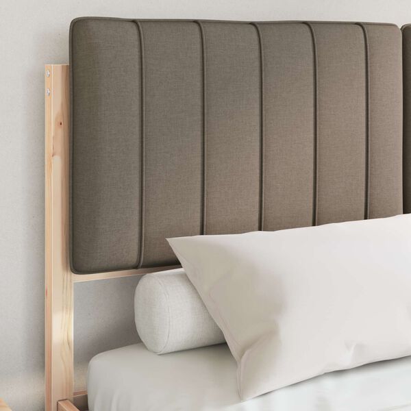 vidaXL Bettgestell mit gepolstertem Kopfteil Taupe 135 x 190 cm