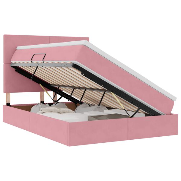 vidaXL Aufbewahrungsbett mit Matratze Rosa 140 x 200 cm Samt