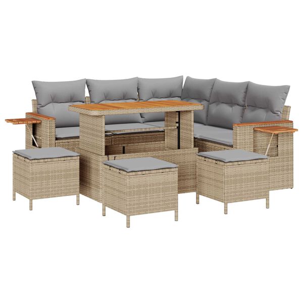 vidaXL Gartensofa-set mit Kissen 9 pcs Beige und Hellgrau