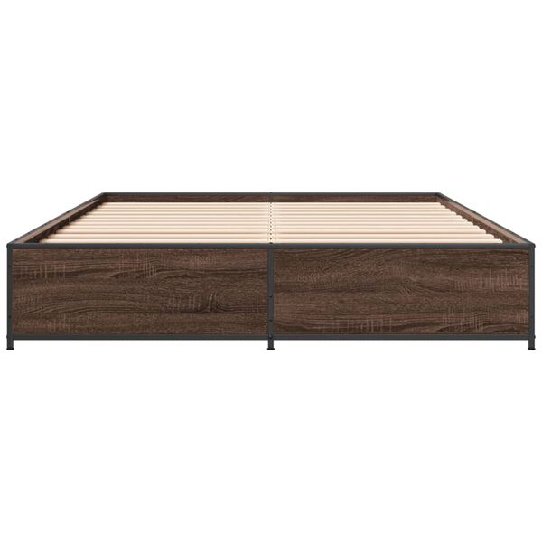 vidaXL Bettgestell Braun Eichen-Optik 140x200 cm Holzwerkstoff Metall