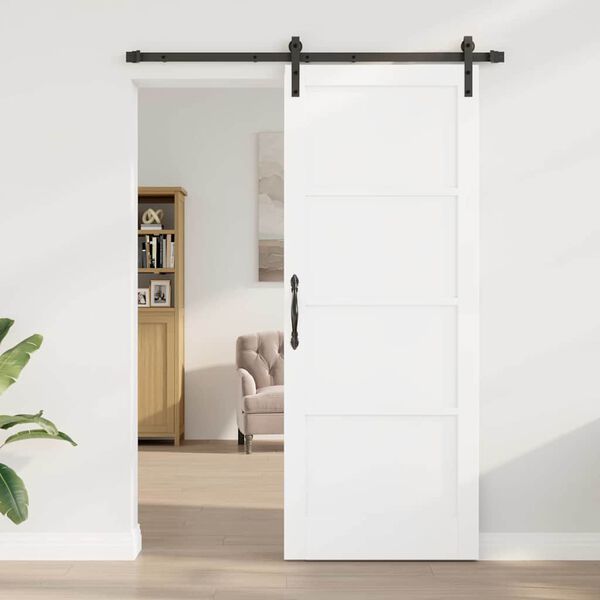 vidaXL Schiebet&uuml;r Wei&szlig; 83 x 211 cm Massives Kiefernholz