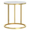 vidaXL Beistelltisch Golden und Wei&szlig;e Marmor-Optik 45 cm Hartglas
