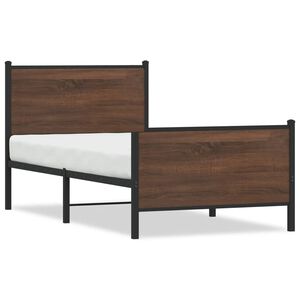 vidaXL Metallbett ohne Matratze Braun Eichen-Optik 100x200 cm