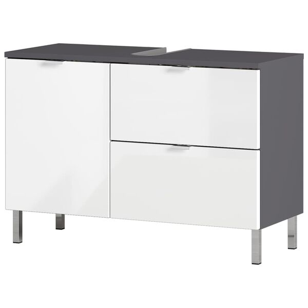 Germania Waschbeckenschrank GW-Mauresa 34x80x56cm Graphitgrau und Wei&szlig;