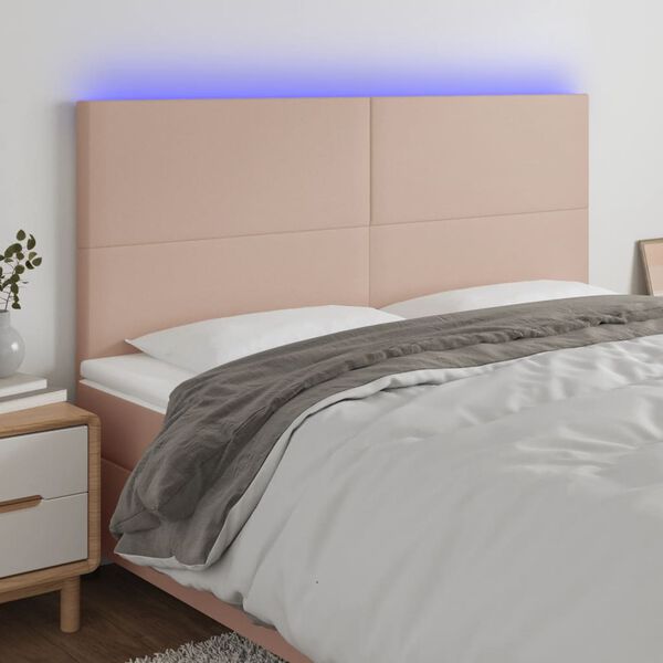 vidaXL LED Kopfteil Cappuccino-Braun 160x5x118/128cm Kunstleder
