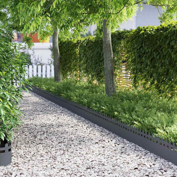 vidaXL Rasenkanten 10 pcs Anthrazit 103 x 0,05 x 22 cm Stahl