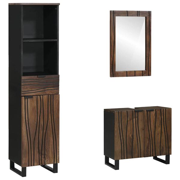 vidaXL Badezimmerm&ouml;bel-Set mit Regal 3 pcs Walnussbraun Holzwerkstoff