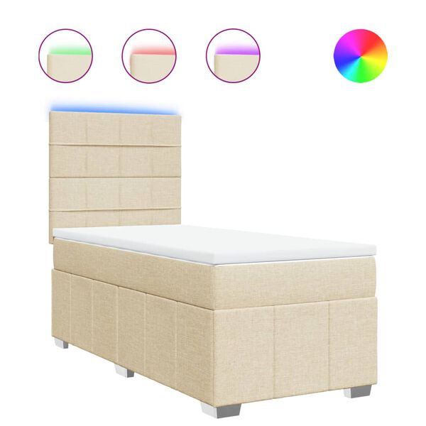 vidaXL Boxspringbett mit Matratze Creme 90x200 cm Stoff