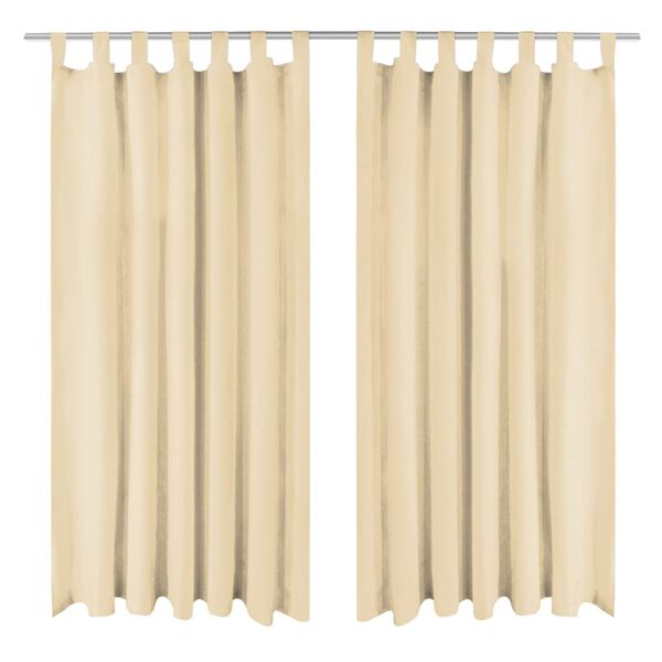 vidaXL Vorh&auml;nge aus Mikro-Satin 2 Stk. mit Schlaufen 140&times;175 cm Beige