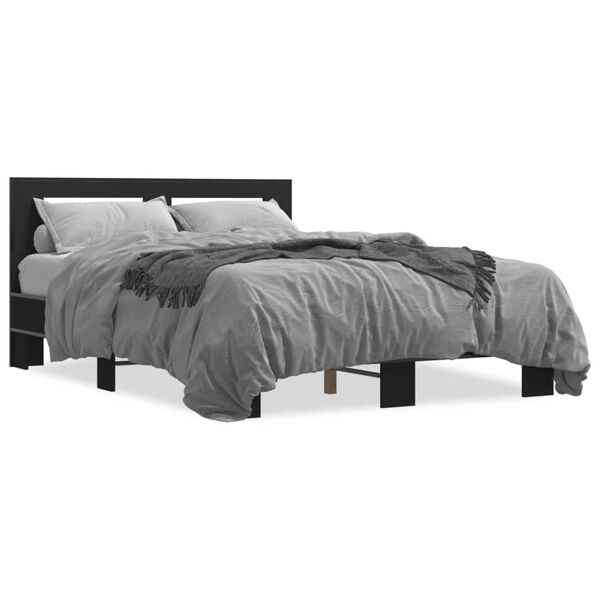 vidaXL Bettgestell Schwarz 140x190 cm Holzwerkstoff und Metall