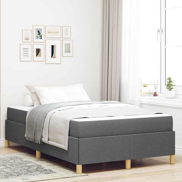 vidaXL Bettrahmen mit Matratze Dunkelgrau 120 x 190 cm Stoff