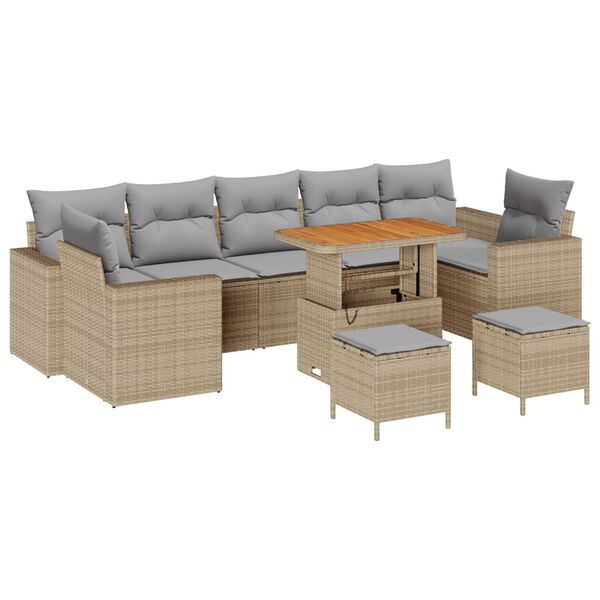 vidaXL Garten-Sofa-Set 10 pcs Beige Poly-Rattan