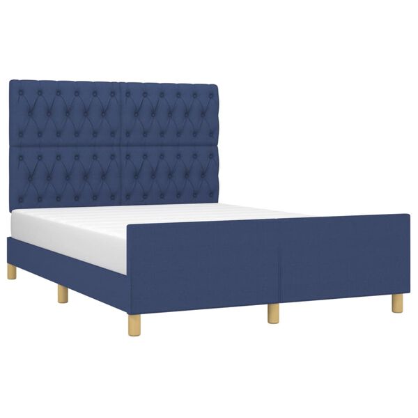 vidaXL Bettgestell ohne Matratze Blau 140x200 cm Stoff