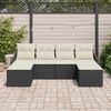 vidaXL Garten-Sofa-Set mit Kissen 6 pcs Schwarz und Wei&szlig; Poly Rattan