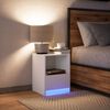 vidaXL Nachttisch mit LED-Leuchten Wei&szlig; Holzwerkstoff