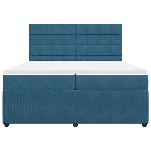 vidaXL Boxspringbett mit Matratze Dunkelblau 200x200 cm Samt