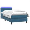 vidaXL Boxspringbett mit Matratze & LED Dunkelblau 100x220 cm Samt