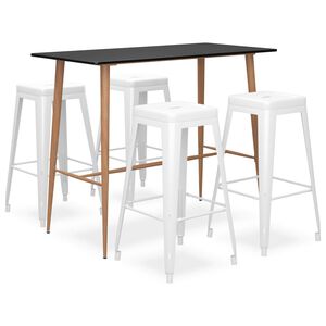 vidaXL 5-tlg. Bar-Set Schwarz und Wei&szlig;