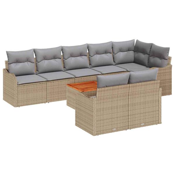 vidaXL Gartensofa-set 9 pcs Beige und Hellgrau Poly-Rattan