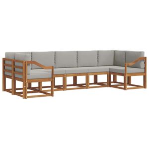 vidaXL Outdoor-Sofagarnitur 7 Stk. Nat&uuml;rlich und Hellgrau