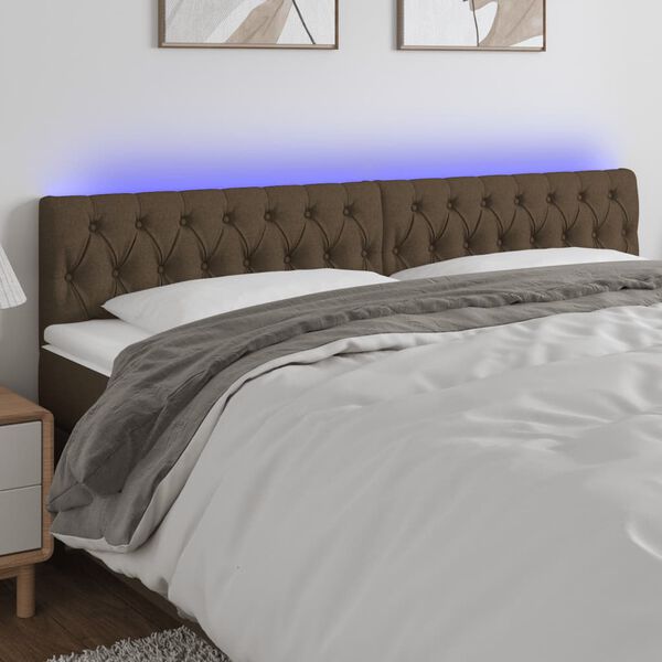 vidaXL LED Kopfteil Dunkelbraun 180x7x78/88 cm Stoff