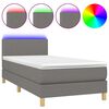 vidaXL Boxspringbett mit Matratze & LED Dunkelgrau 90x200 cm Stoff