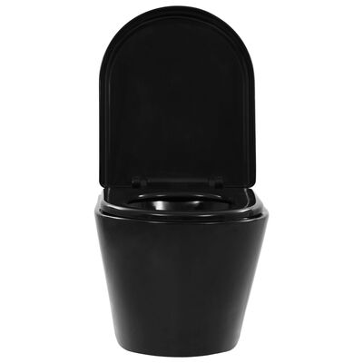 vidaXL Hänge-Toilette mit Unterputzspülkasten Keramik Schwarz