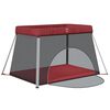 vidaXL Baby-Laufstall mit Matratze Rot Leinenstoff