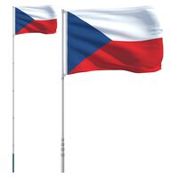 vidaXL Tschechische Flagge mit Mast 5,55 m Aluminium