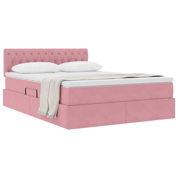 vidaXL Aufbewahrungsbett mit Matratze Rosa 140 x 200 cm Samt