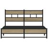 vidaXL Metallbett ohne Matratze Sonoma-Eiche 150x200 cm