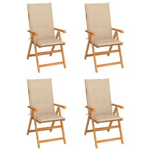 vidaXL Gartenst&uuml;hle 4 Stk. mit Beigen Kissen Massivholz Teak