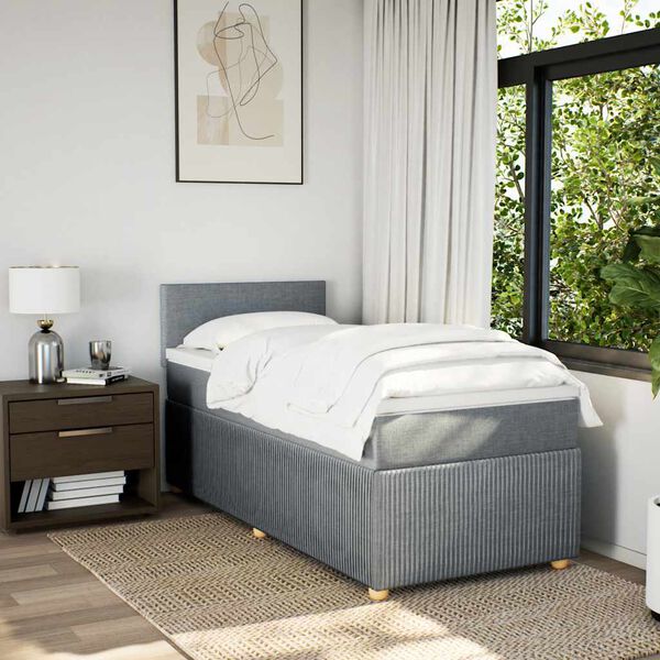vidaXL Boxspringbett mit Matratze Hellgrau 80x200 cm Stoff