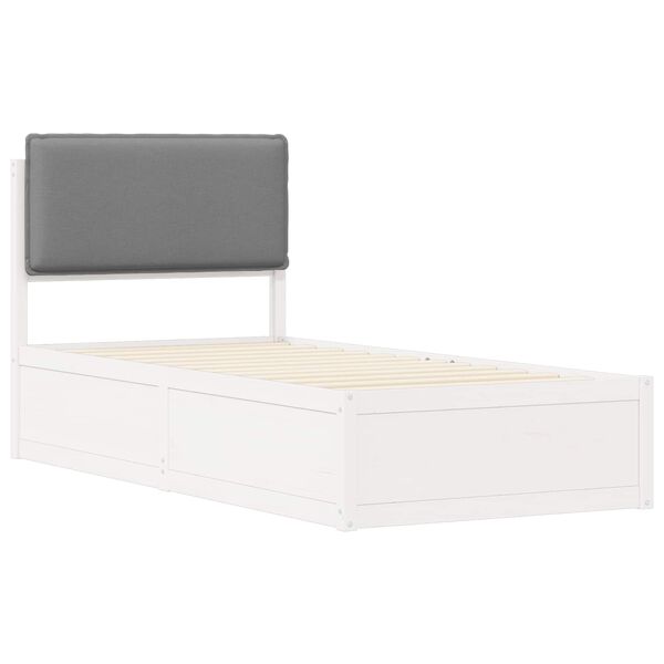 vidaXL Bettgestell mit gepolstertem Kopfteil Hellgrau 75 x 190 cm