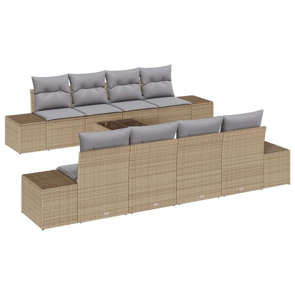 vidaXL Sofa Set mit Kissen 7 pcs Beige und Hellgrau Poly Rattan