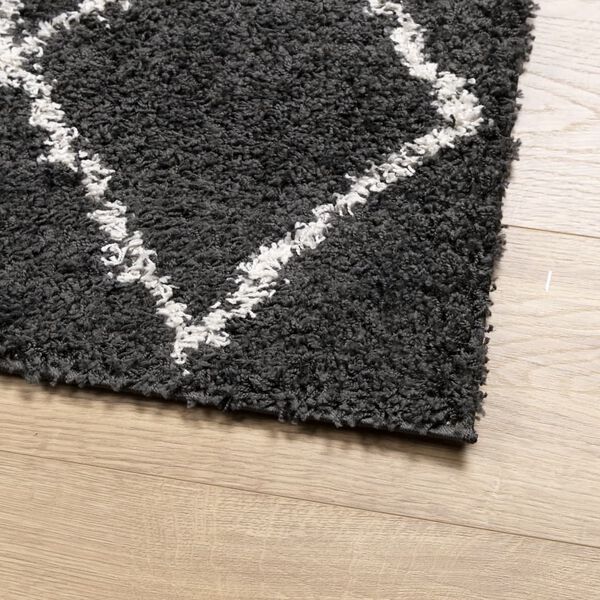 vidaXL Shaggy-Teppich PAMPLONA Hochflor Modern Schwarz Creme 80x200 cm