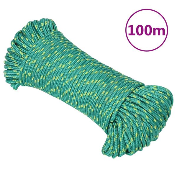 vidaXL Bootsseil Gr&uuml;n 5 mm 100 m Polypropylen