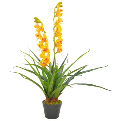 vidaXL Künstliche Orchidee mit Topf Gelb 90 cm