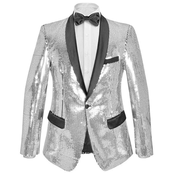 vidaXL Herren Blazer Silber 48 Polyester