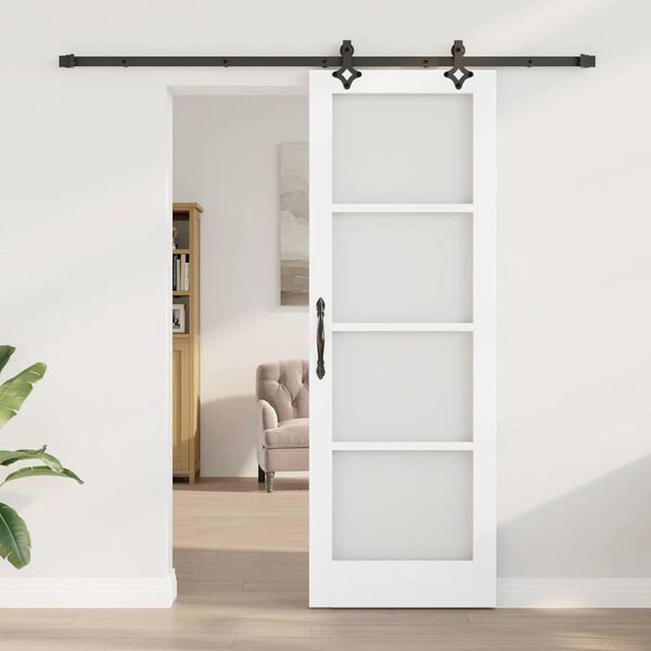 vidaXL Schiebet&uuml;r Wei&szlig; 73,5 x 211 cm Massivholz Kiefer und Glas
