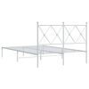 vidaXL Bettgestell mit Kopfteil Metall Wei&szlig; 120x190 cm