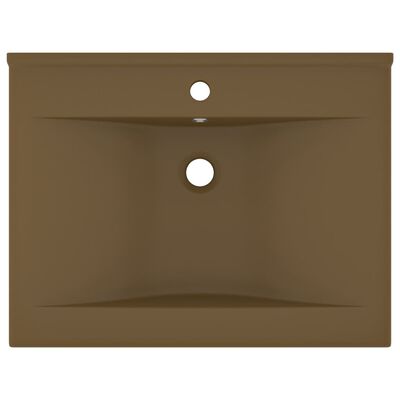 vidaXL Luxus-Waschbecken mit Hahnloch Matt-Creme 60x46 cm Keramik