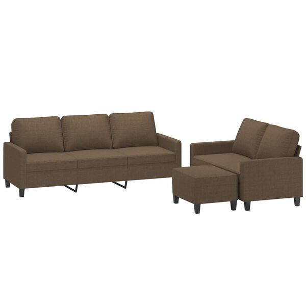 vidaXL 3-tlg. Sofagarnitur mit Kissen Braun Stoff