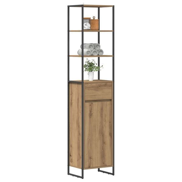 vidaXL Badezimmerschrank mit T&uuml;r Kunsthandwerk Eiche 40 x 30 x 180 cm