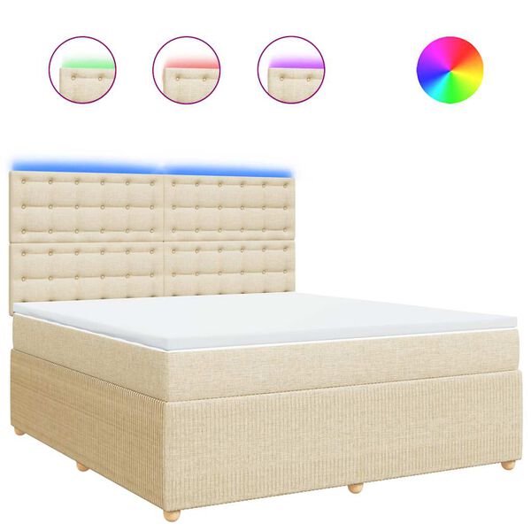 vidaXL Boxspringbett mit Matratze Creme 180x200 cm Stoff