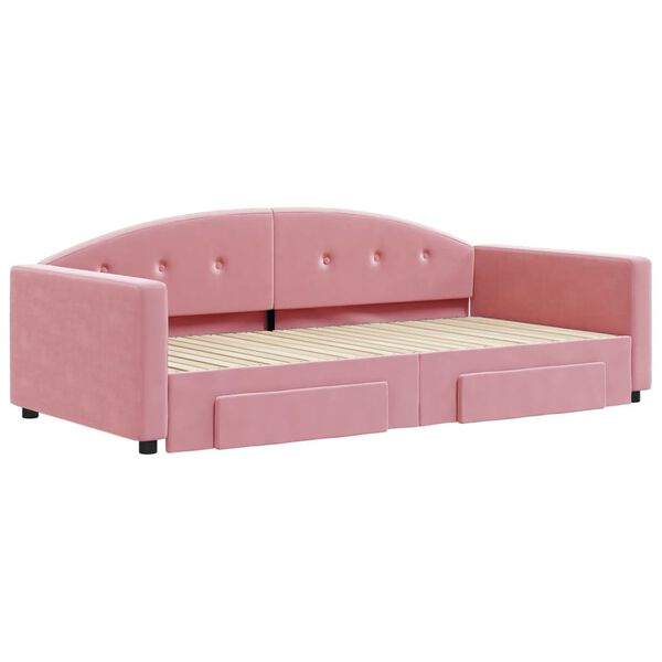 vidaXL Tagesbett Ausziehbar mit Schubladen Rosa 100x200 cm Samt