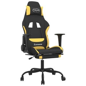 vidaXL Gaming-Stuhl mit Massage & Fu&szlig;st&uuml;tze Schwarz und Gelb Stoff