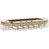vidaXL 17-tlg. Garten-Essgruppe mit Kissen Beige Poly Rattan